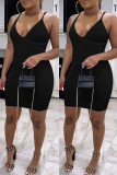 Red Sexy Casual Solid Backless V Neck Sling Dress