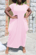 Pink Casual Solid Patchwork O Neck Straight Dresses