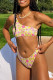 Yellow Fashion Sexy Print Hollowed Out Swimwears
