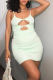 White Sexy Solid Hollowed Out Spaghetti Strap Pencil Skirt Dresses