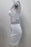 Pink Casual Solid Hollowed Out One Shoulder Long Sleeve Two Pieces