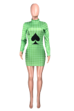 Red Sexy Print Patchwork Half A Turtleneck Pencil Skirt Dresses