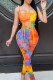 Red Sexy Print Hollowed Out Patchwork Frenulum Skinny Jumpsuits