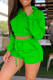 Green Fashion Casual Solid Basic Hooded Collar Long Sleeve Two Pieces