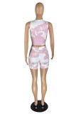 Pink Casual Sportswear Print Vests O Neck Sleeveless Two Pieces