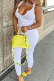 Blue Sexy Solid Patchwork V Neck Skinny Jumpsuits