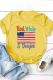 Yellow Casual Print Patchwork O Neck T-Shirts