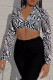Black And White Fashion Casual Print Basic Turndown Collar Tops