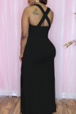 Grey Sexy Solid High Opening Halter Irregular Dress Dresses