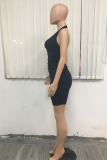 Pink Sexy Solid Hollowed Out Halter Pencil Skirt Dresses