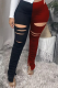 Black Casual Solid Ripped Skinny Mid Waist Pencil Solid Color Bottoms