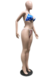 Blue Sexy Print The stars Patchwork Swimwears