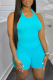 Light Blue Casual Solid Patchwork O Neck Sleeveless Two Pieces