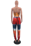 Colour Sexy Patchwork Tie-dye Spaghetti Strap Sleeveless Two Pieces