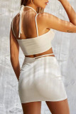 Pink Sexy Solid Hollowed Out Patchwork Frenulum Asymmetrical Collar Sleeveless Two Pieces