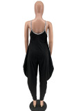 Blue Red Sexy Casual Solid Patchwork Backless Spaghetti Strap Loose Jumpsuits