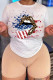 White Fashion Casual Print Basic O Neck T-Shirts