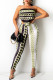 Light Green Fashion Sexy Print Bandage Backless Strapless Sleeveless Two Pieces