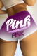 Purple Fashion Casual Gradual Change Letter Print Basic Skinny Mid Waist Shorts