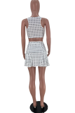 Yellow Sexy Print Patchwork Square Collar Sleeveless Two Pieces