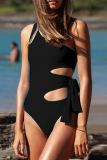 Red Sexy Solid Patchwork Swimwears