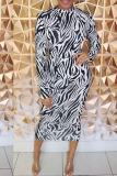 Black Sexy Print Patchwork Half A Turtleneck Long Sleeve Two Pieces