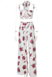 White British Style Print Patchwork Knotted Strapless Sleeveless Two Pieces