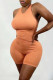 Orange Casual Sportswear Solid Vests O Neck Sleeveless Two Pieces