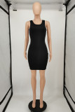 Black Sexy Casual Solid Basic O Neck Vest Dress