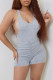 Grey Sexy Casual Solid Backless Spaghetti Strap Skinny Romper