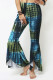 Turquoise Casual Print Patchwork Asymmetrical Straight Mid Waist Straight Full Print Bottoms