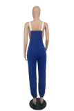 Red Casual Solid Patchwork Spaghetti Strap Loose Jumpsuits