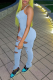 Light Blue Sexy Solid Patchwork Spaghetti Strap Skinny Jumpsuits