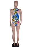 White Sexy Street Print Patchwork Swimwears