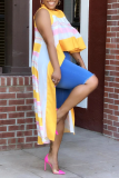 Yellow Casual Striped Patchwork Half A Turtleneck Tops
