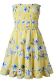 Red Fashion Street Print Patchwork Strapless A Line Dresses