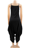 Blue Casual Solid Split Joint U Neck Harlan Jumpsuits