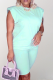 Green Casual Solid Split Joint O Neck Short Sleeve Two Pieces