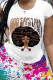 White Casual Print Patchwork O Neck Plus Size Tops