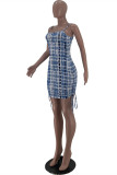 Pink Fashion Sexy Print Backless Spaghetti Strap Sleeveless Dress