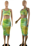 Colour Sweet Print Patchwork U Neck Sleeveless Two Pieces