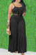 Black Sexy Casual Solid Bandage Hollowed Out Fold Spaghetti Strap Sleeveless Two Pieces