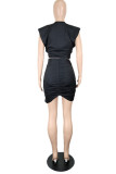 Red Sexy Solid Bandage Hollowed Out Patchwork Asymmetrical O Neck Sleeveless Two Pieces