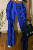 Purple Casual Print Patchwork Boot Cut Mid Waist Speaker Full Print Bottoms