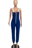 Red Casual Solid Patchwork Spaghetti Strap Loose Jumpsuits