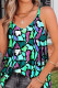 Green Casual Print Patchwork V Neck Tops
