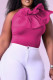 Rose Red Sexy Casual Solid Flounce Oblique Collar Tops