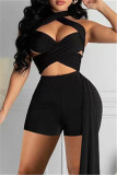 Red Fashion Sexy Solid Hollowed Out Backless Skinny Romper