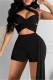 Black Fashion Sexy Solid Hollowed Out Backless Skinny Romper