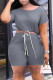 Dark Gray Fashion Casual Solid Basic O Neck Short Sleeve Two Pieces